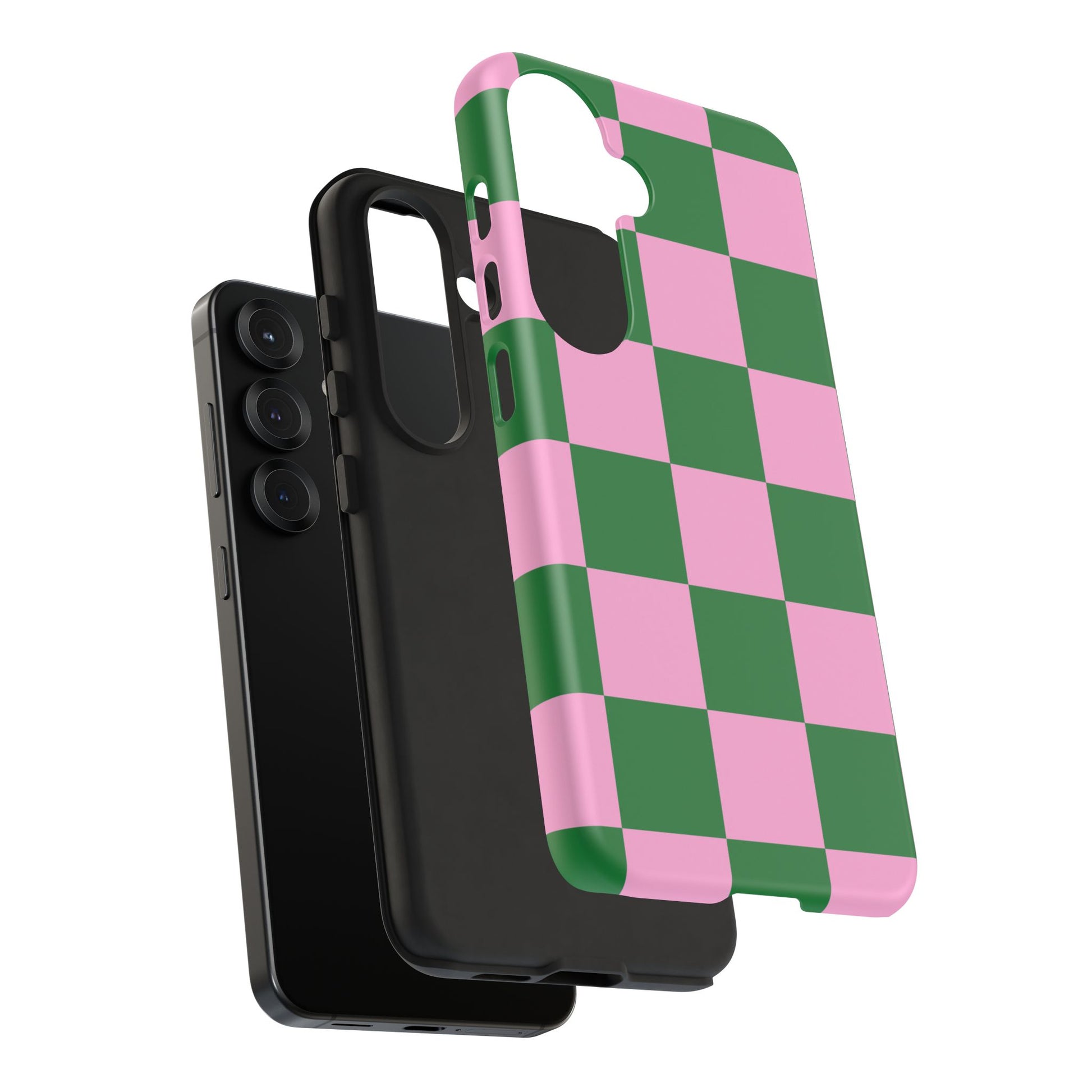 Pink Retro Checkered Phone Case – 90s Aesthetic, Vintage Grid Pattern for iPhone & Samsung - JGUS