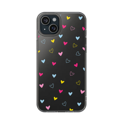 Transparent Heart Design Pattern Clear Phone Case