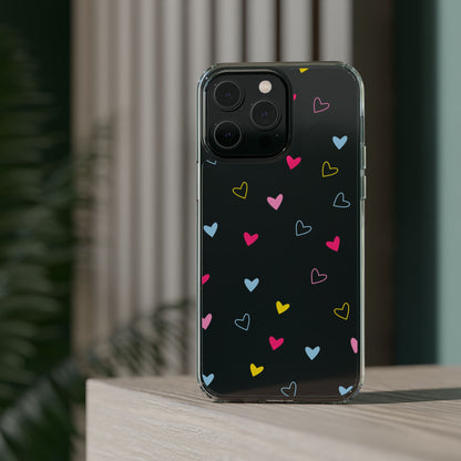 Transparent Heart Design Pattern Clear Phone Case