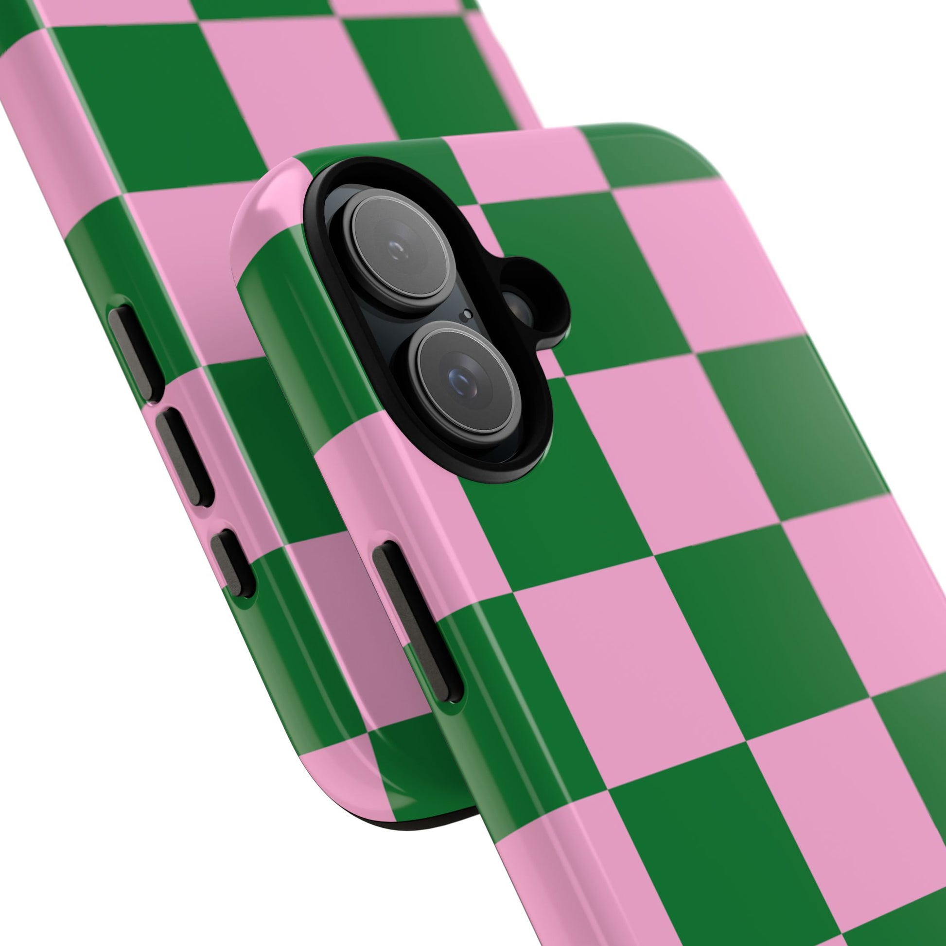 Pink Retro Checkered Phone Case – 90s Aesthetic, Vintage Grid Pattern for iPhone & Samsung - JGUS