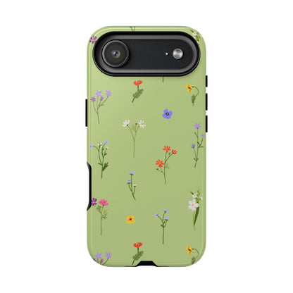 Pastel Green Wildflower Phone Case – Cute Floral Pattern for iPhone & Samsung