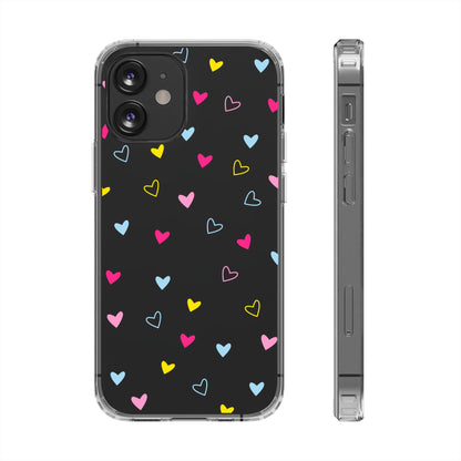 Transparent Heart Design Pattern Clear Phone Case