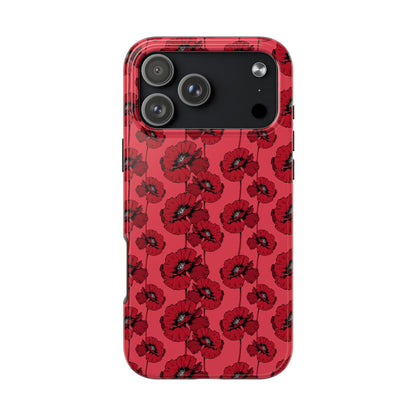 Scarlet Sketch | Red Poppy Floral Phone Case – Aesthetic Protective Cover for iPhone & Samsung
