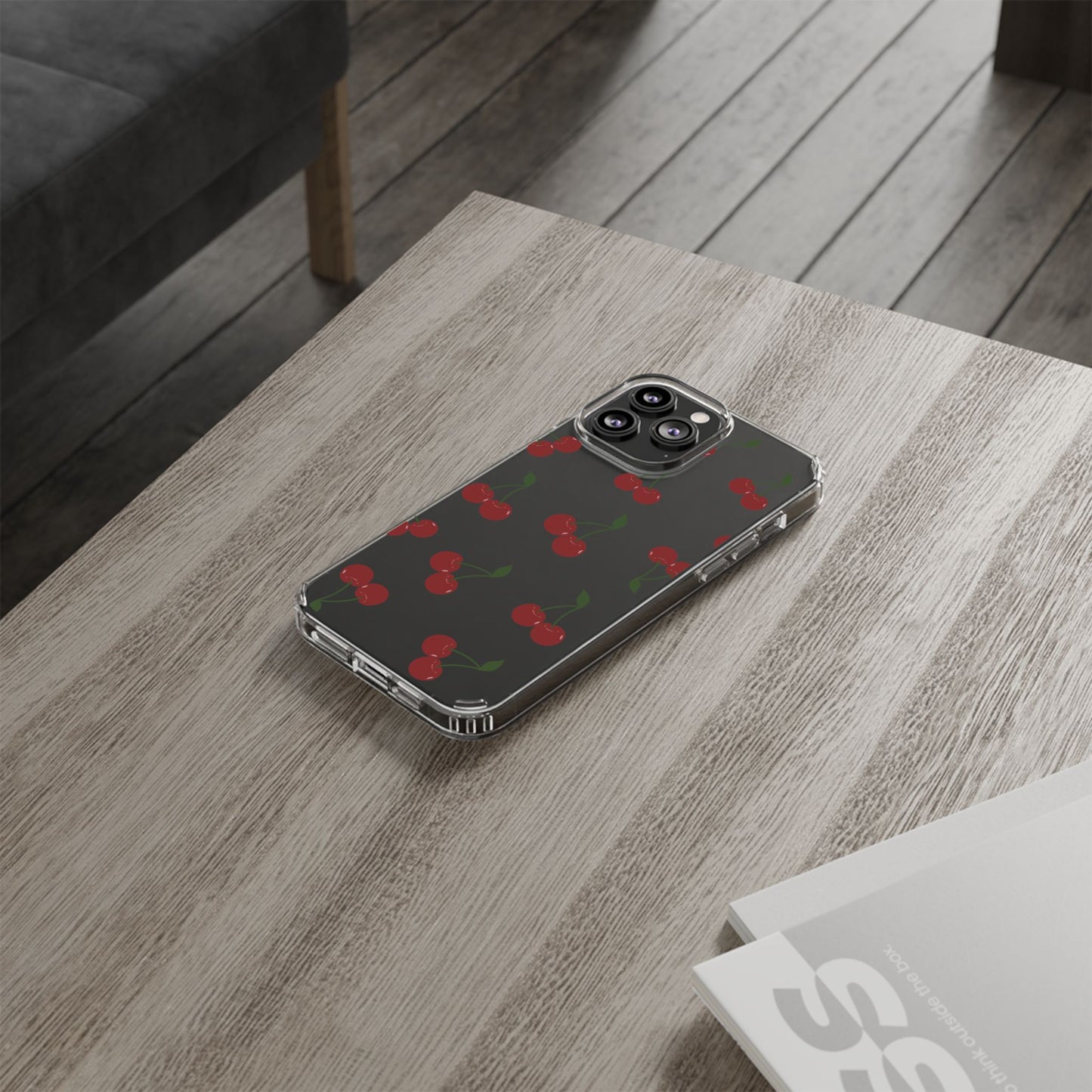 Random Cherry Pattern Clear Phone Case