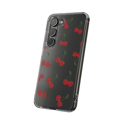 Random Cherry Pattern Clear Phone Case – Playful and Protective