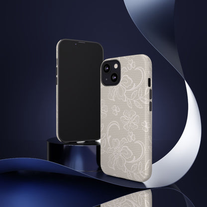Lace Phone Case for iPhone Samsung Pixel – Cream Floral Elegant Aesthetic - JGUS