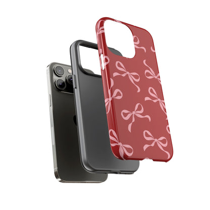 Pink Bows on Red Phone Case - JGUS