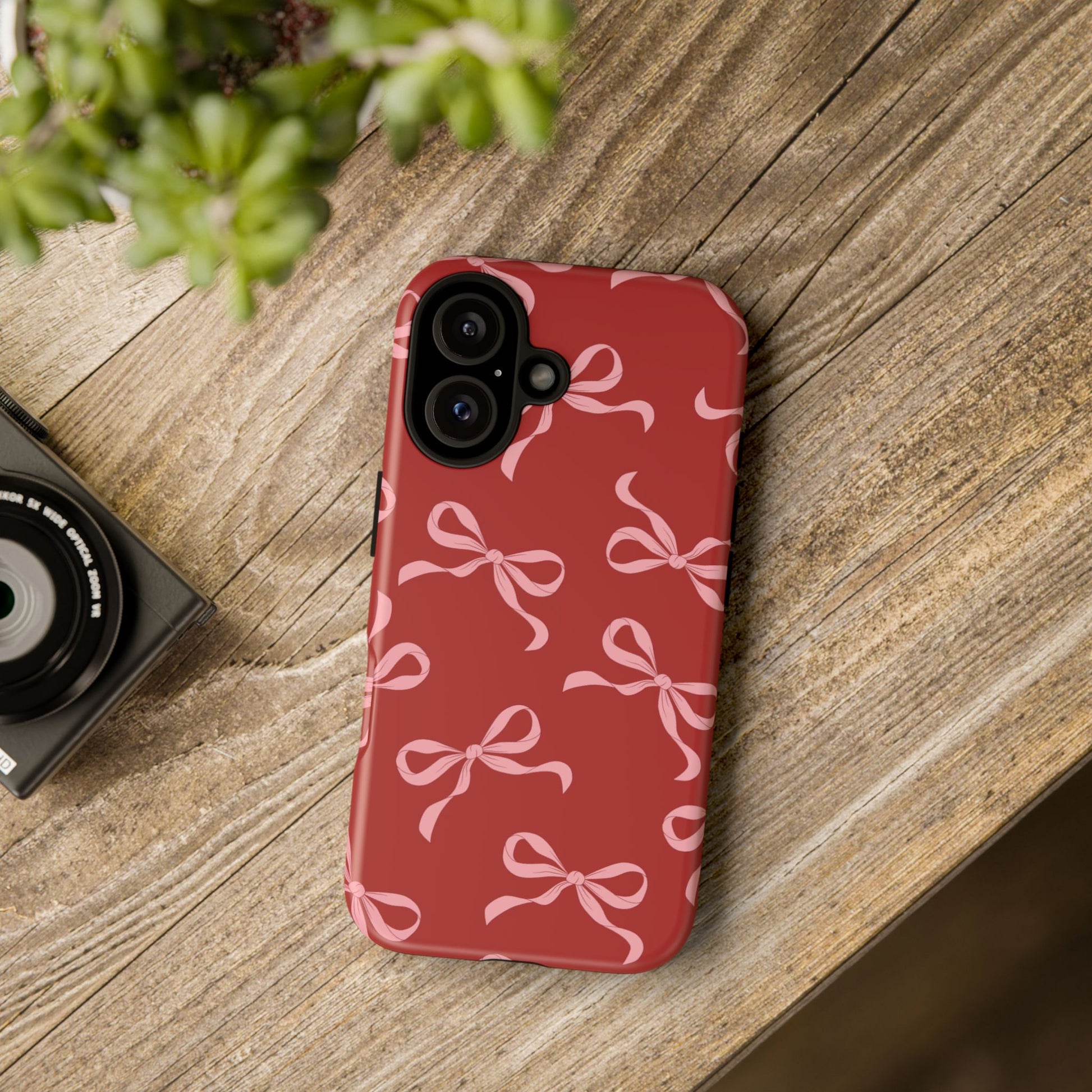 Pink Bows on Red Phone Case - JGUS