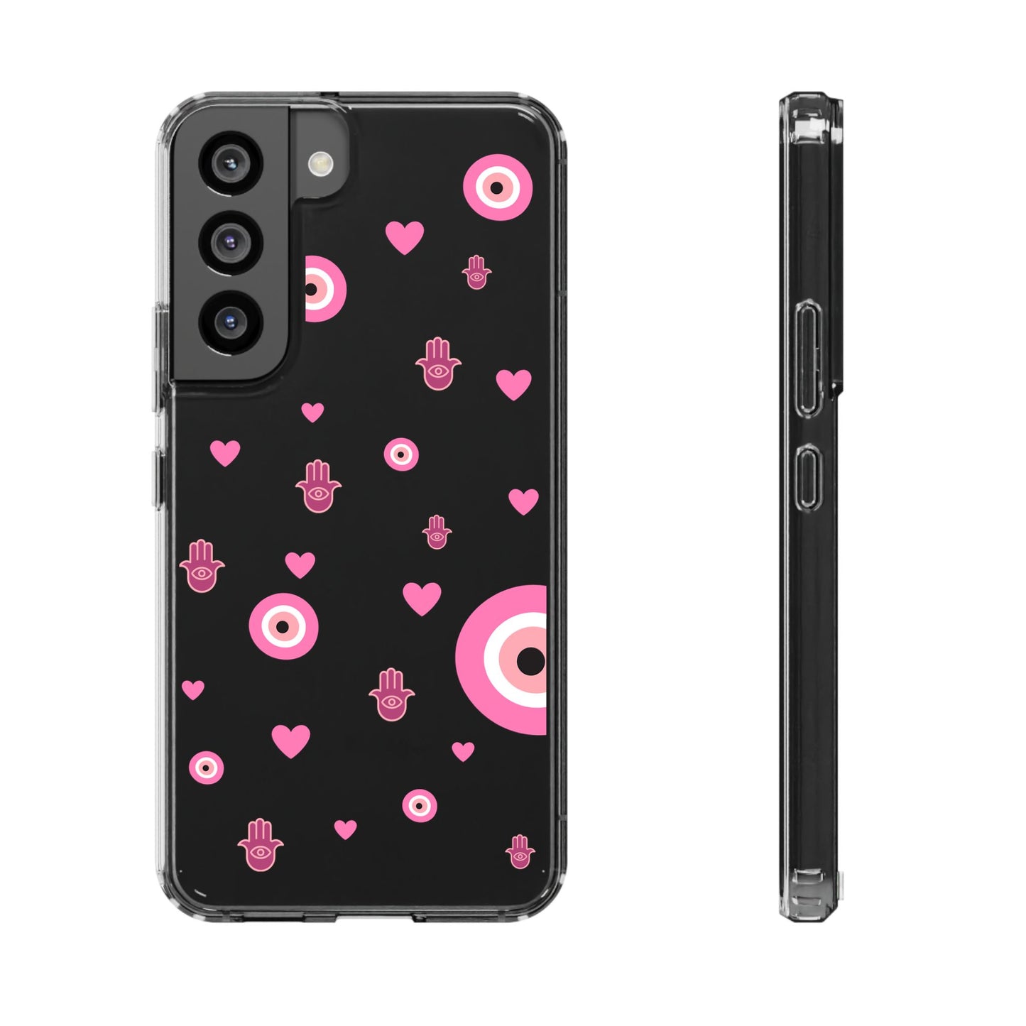 Devil's eye & Pink Hamsa Hand Clear Phone Case