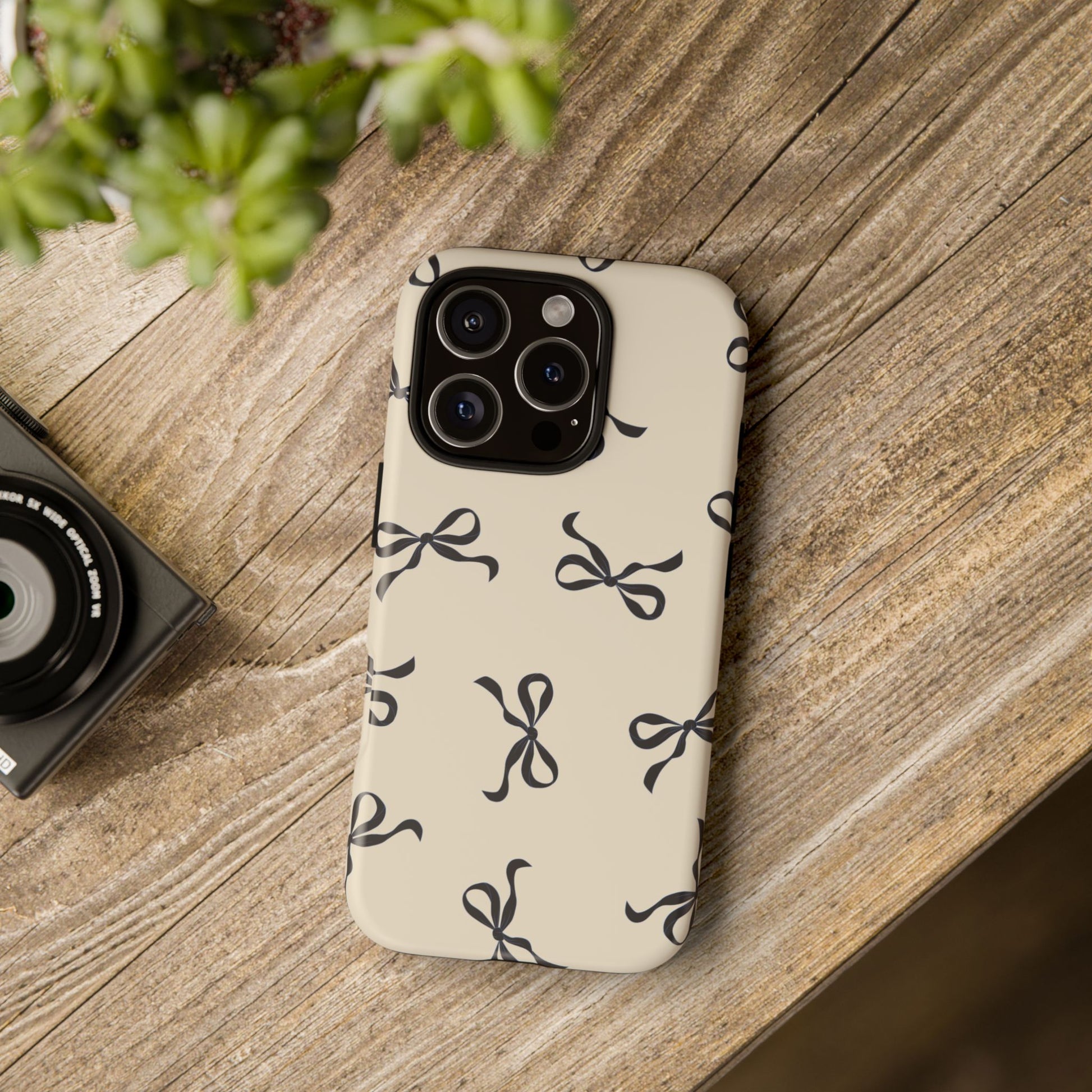 Beige and Black Bow Phone Case - JGUS
