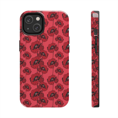 Scarlet Sketch | Red Poppy Floral Phone Case – Aesthetic Protective Cover for iPhone & Samsung