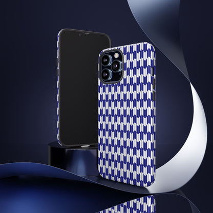 Navy Blue Geometric Phone Case for iPhone Samsung Pixel – Minimal Pattern Modern Aesthetic - JGUS