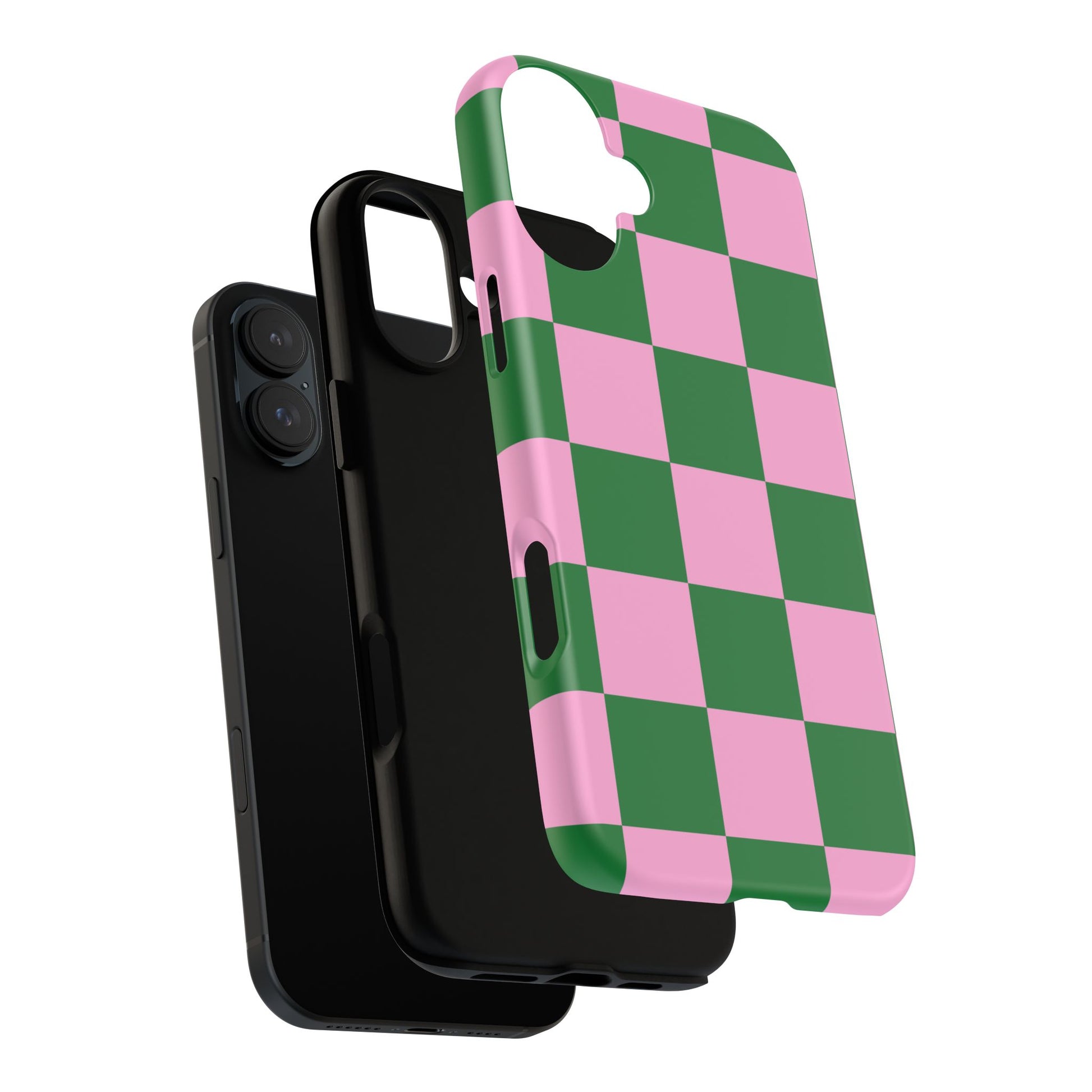 Pink Retro Checkered Phone Case – 90s Aesthetic, Vintage Grid Pattern for iPhone & Samsung - JGUS