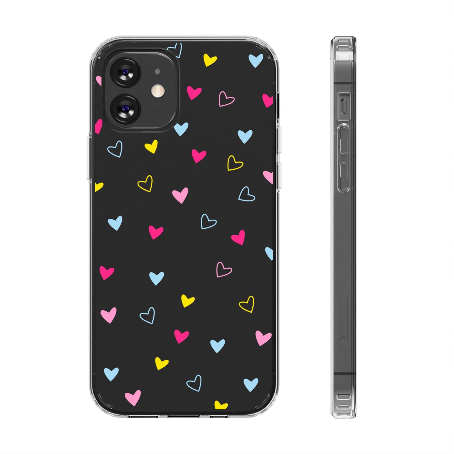 Transparent Heart Design Pattern Clear Phone Case