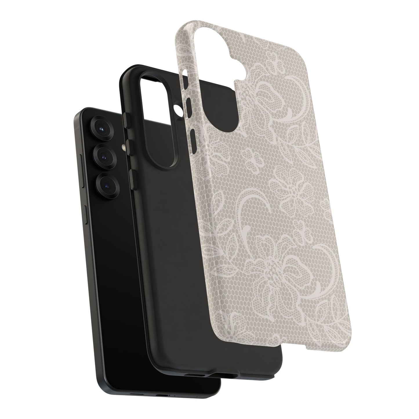 Lace Phone Case for iPhone Samsung Pixel – Cream Floral Elegant Aesthetic - JGUS