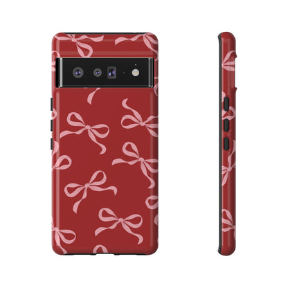 Pink Bows on Red Phone Case - JGUS
