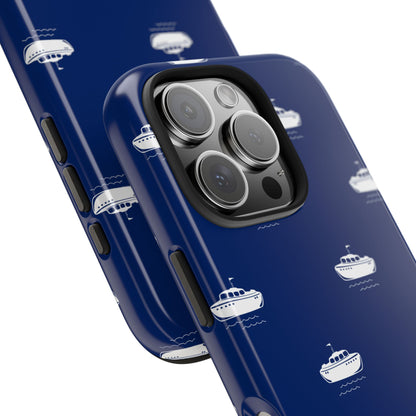 Blue Boat Phone Case – Calm Ocean Pattern for iPhone & Samsung, Durable & Stylish Protection