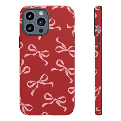 Pink Bows on Red Phone Case - JGUS