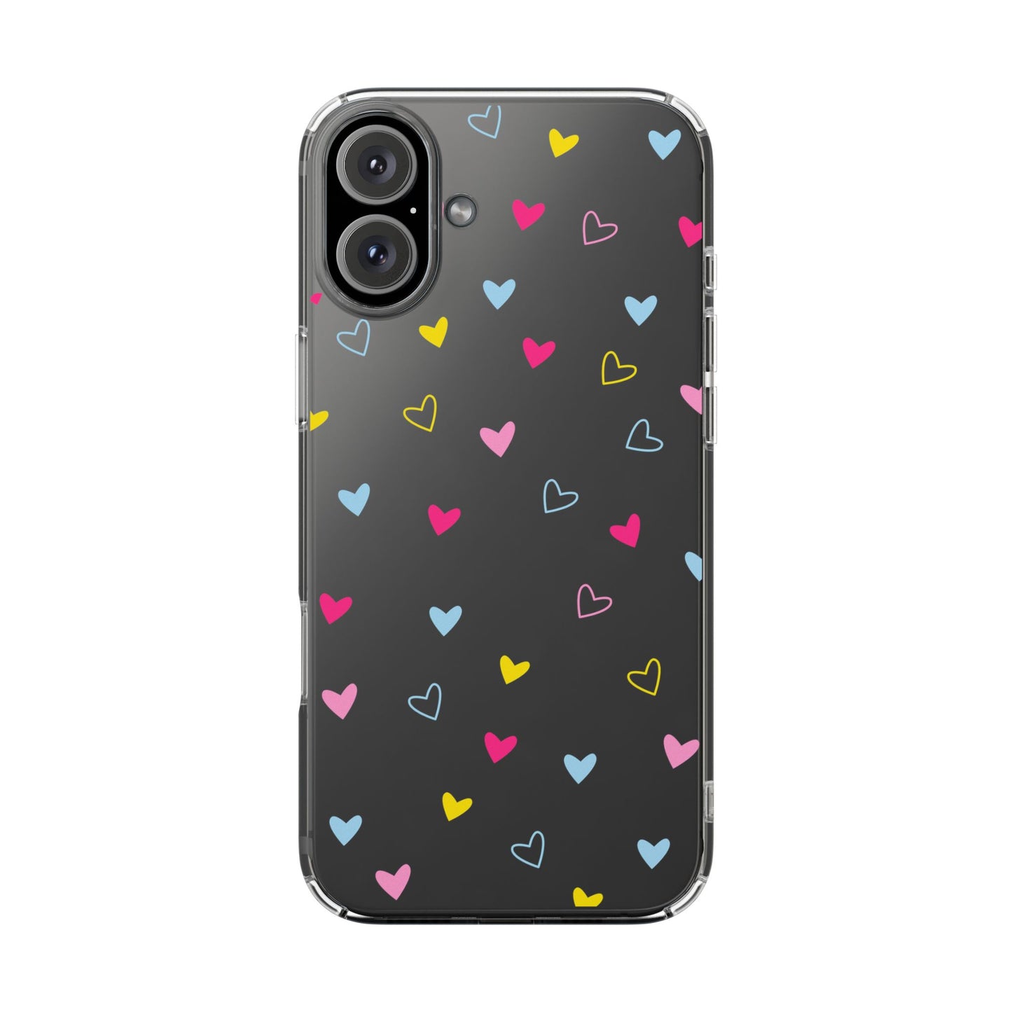 Transparent Heart Design Pattern Clear Phone Case