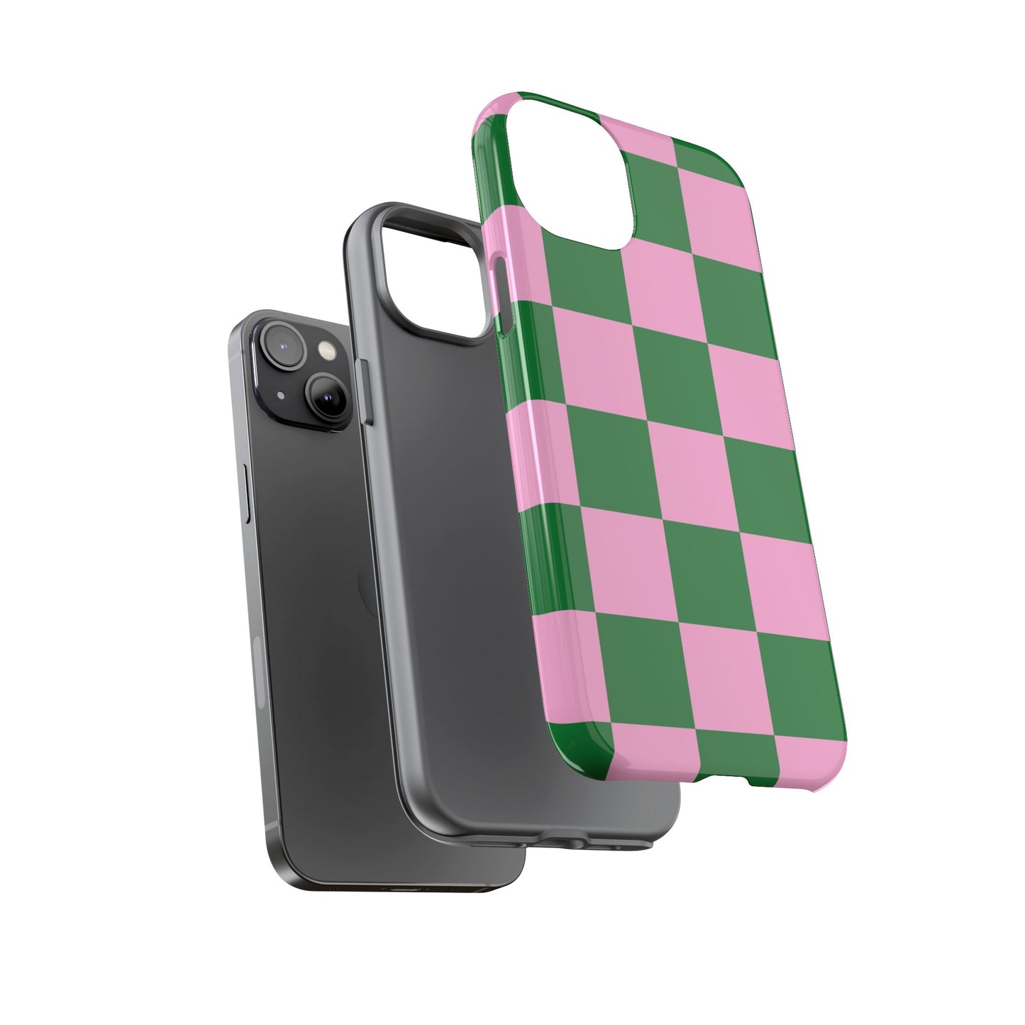 Pink Retro Checkered Phone Case – 90s Aesthetic, Vintage Grid Pattern for iPhone & Samsung - JGUS