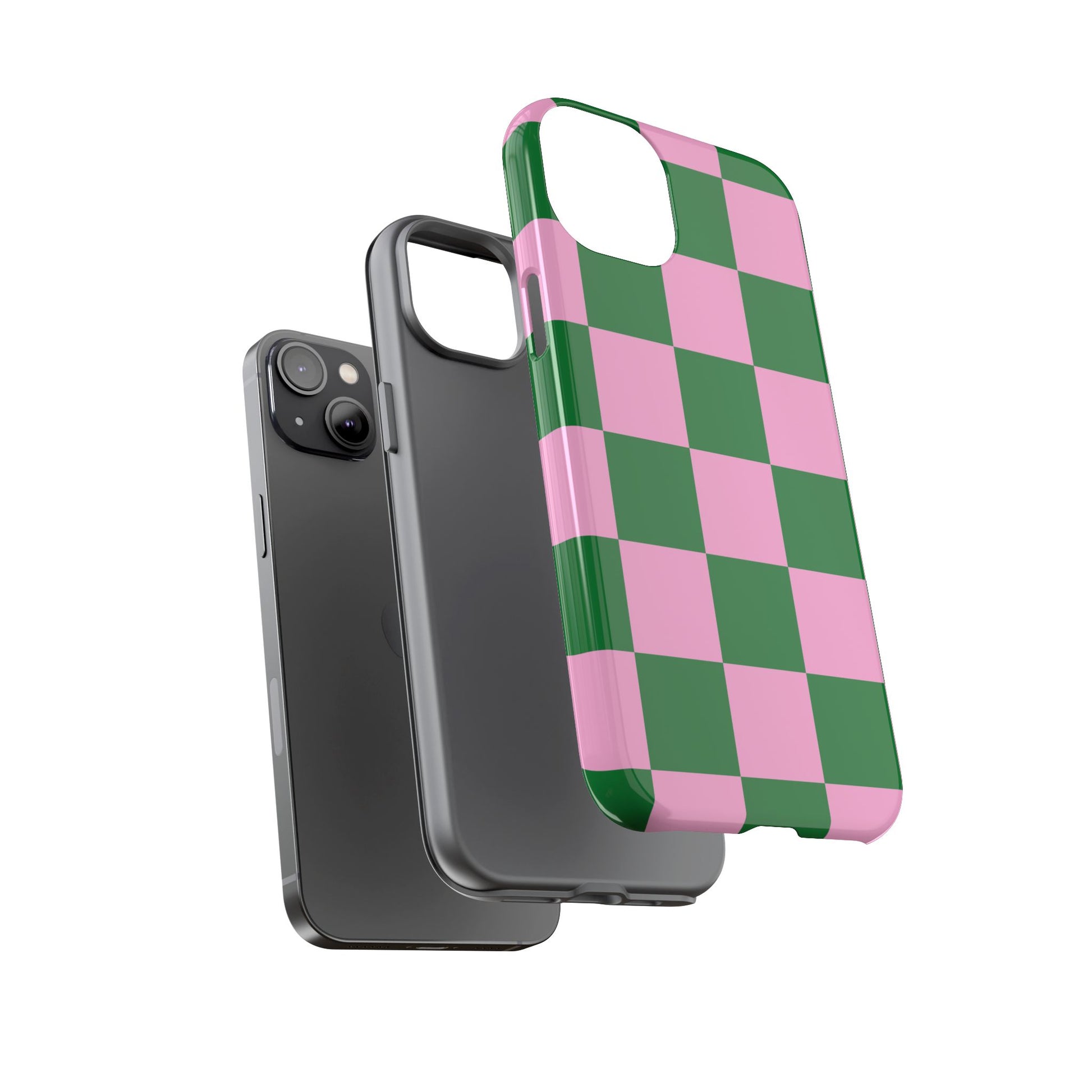 Pink Retro Checkered Phone Case – 90s Aesthetic, Vintage Grid Pattern for iPhone & Samsung - JGUS