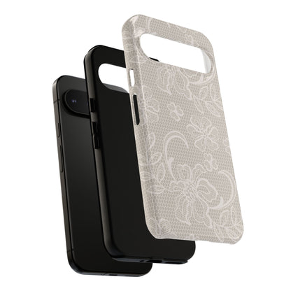 Lace Phone Case for iPhone Samsung Pixel – Cream Floral Elegant Aesthetic - JGUS