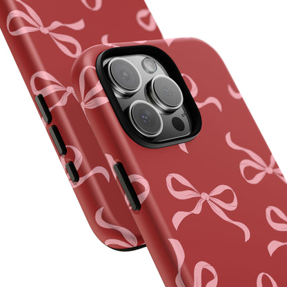 Pink Bows on Red Phone Case - JGUS