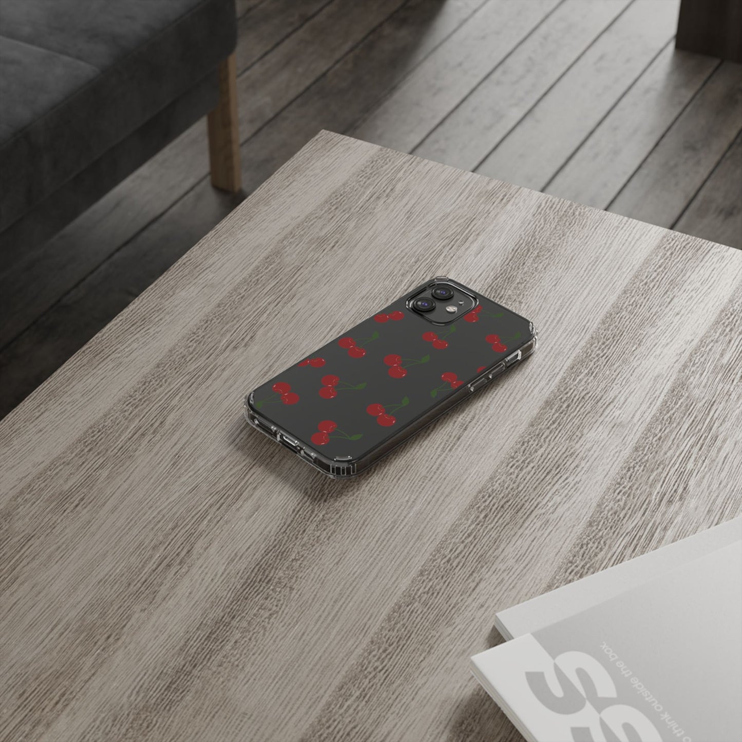 Random Cherry Pattern Clear Phone Case