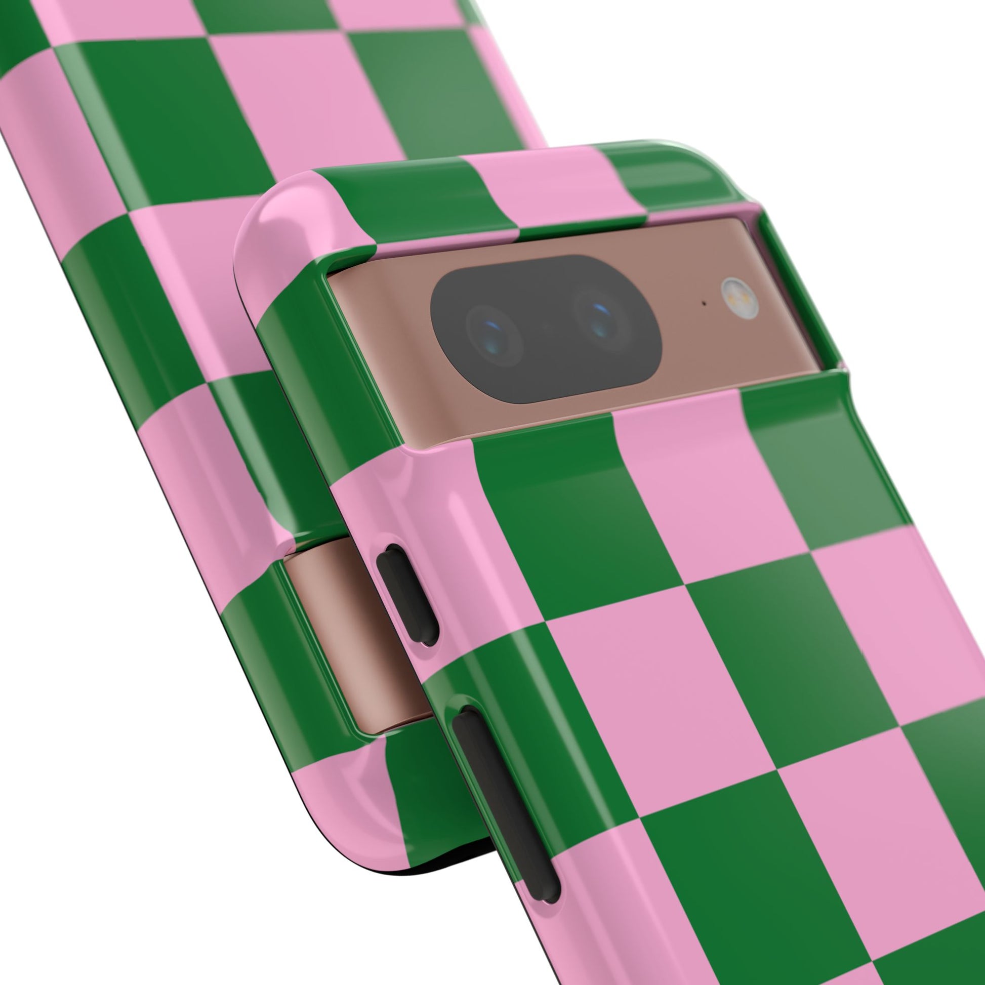 Pink Retro Checkered Phone Case – 90s Aesthetic, Vintage Grid Pattern for iPhone & Samsung - JGUS