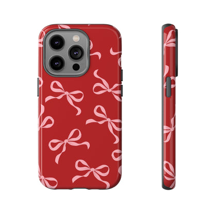 Pink Bows on Red Phone Case - JGUS