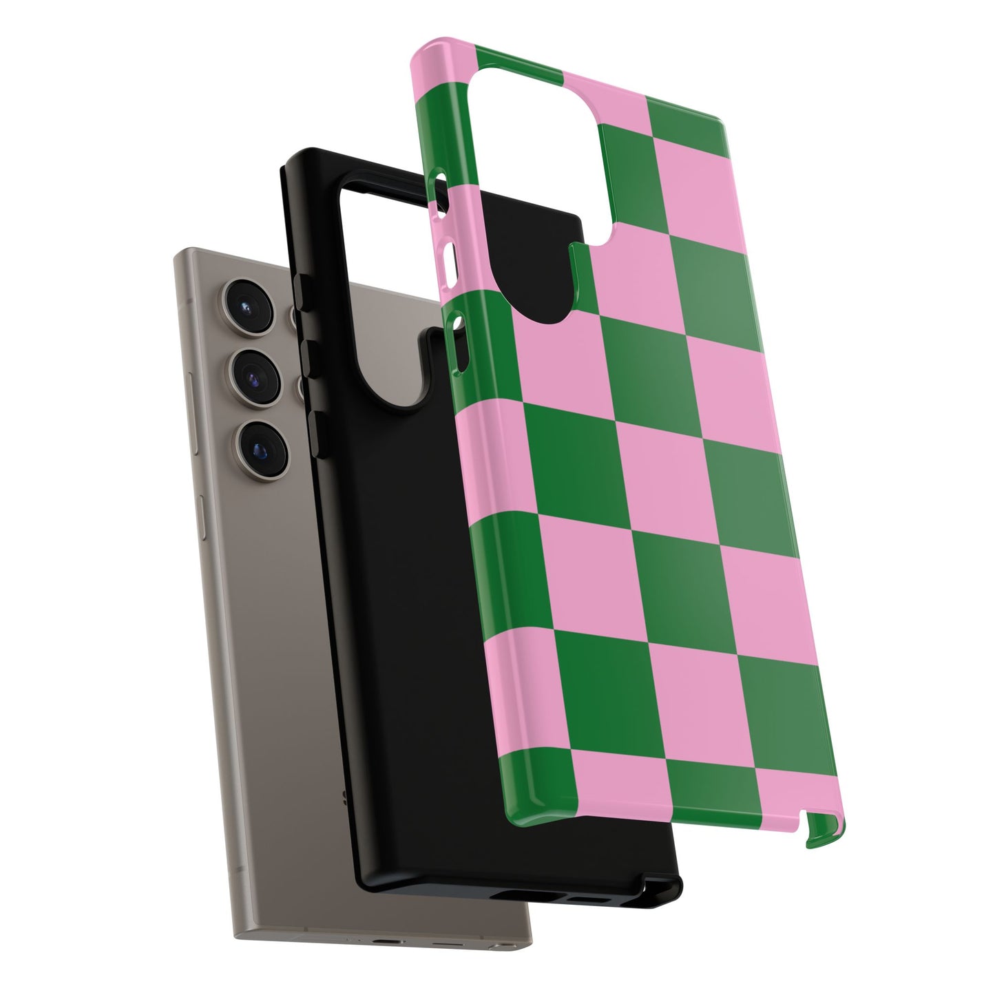 Pink Retro Checkered Phone Case – 90s Aesthetic, Vintage Grid Pattern for iPhone & Samsung - JGUS