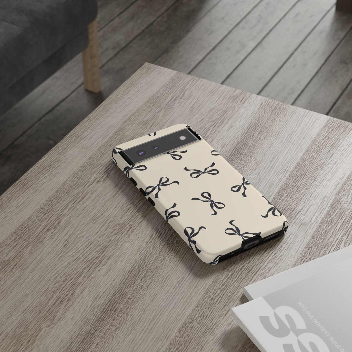 Beige and Black Bow Phone Case - JGUS