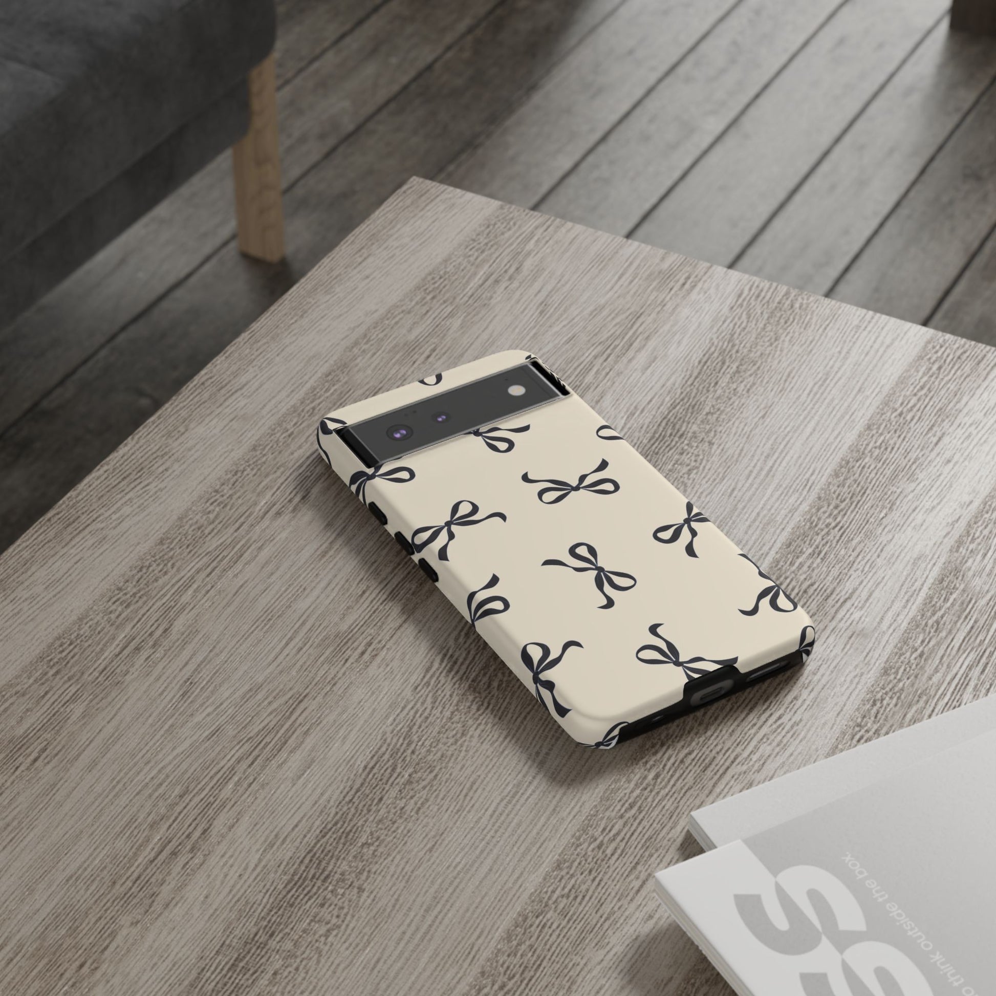 Beige and Black Bow Phone Case - JGUS