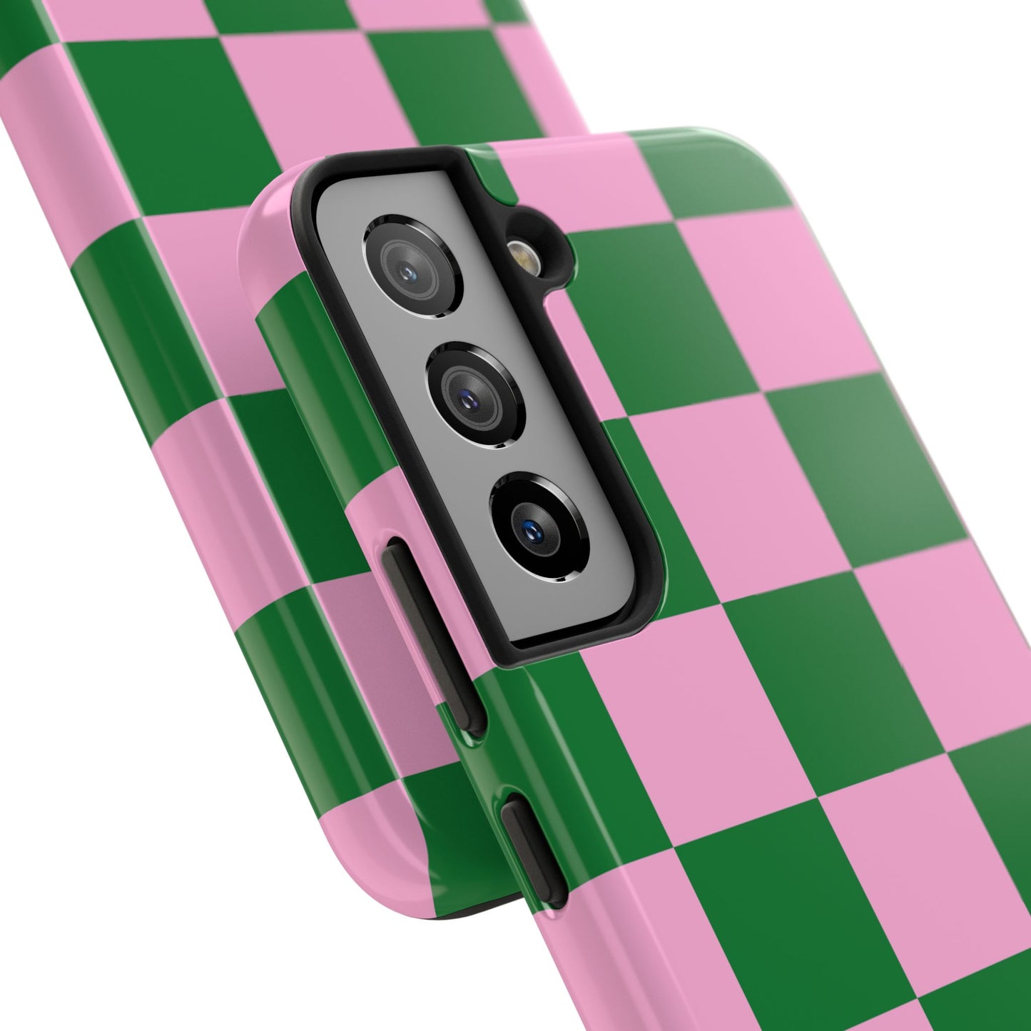 Pink Retro Checkered Phone Case – 90s Aesthetic, Vintage Grid Pattern for iPhone & Samsung