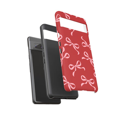 Pink Bows on Red Phone Case - JGUS