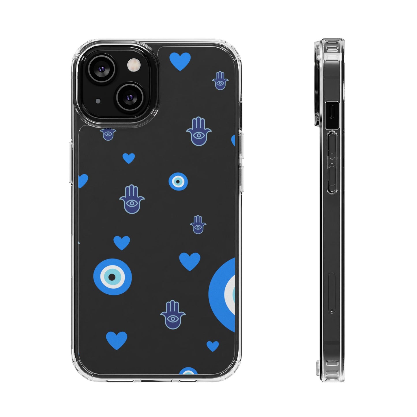 Blue Evil Eye Pattern Clear Phone Case