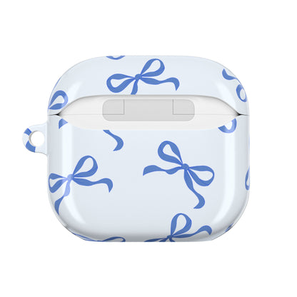 Vintage Blue Bow Art Shockproof & Scratch-Resistant AirPods Case – Wireless Charging Compatible