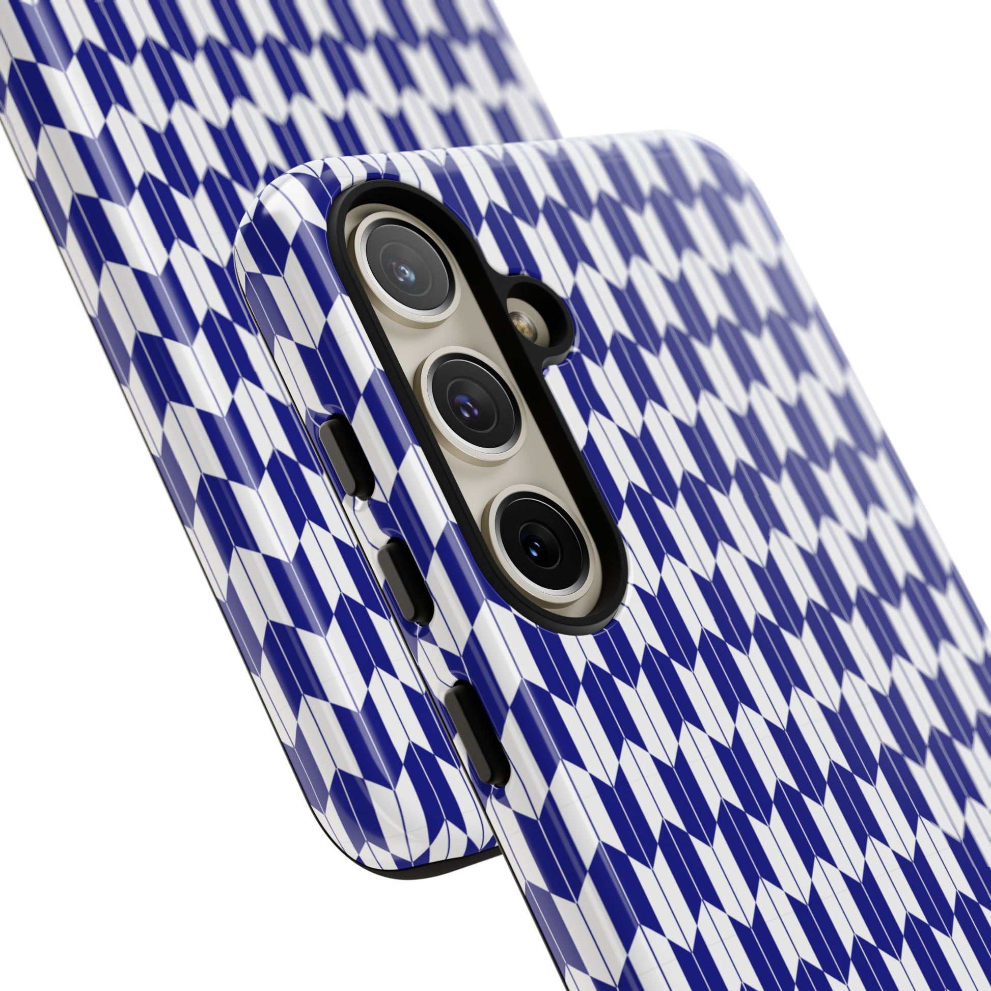 Navy Blue Geometric Phone Case for iPhone Samsung Pixel – Minimal Pattern Modern Aesthetic - JGUS