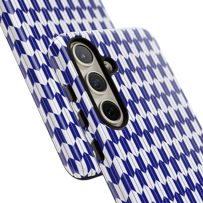 Navy Blue Geometric Phone Case for iPhone Samsung Pixel – Minimal Pattern Modern Aesthetic - JGUS