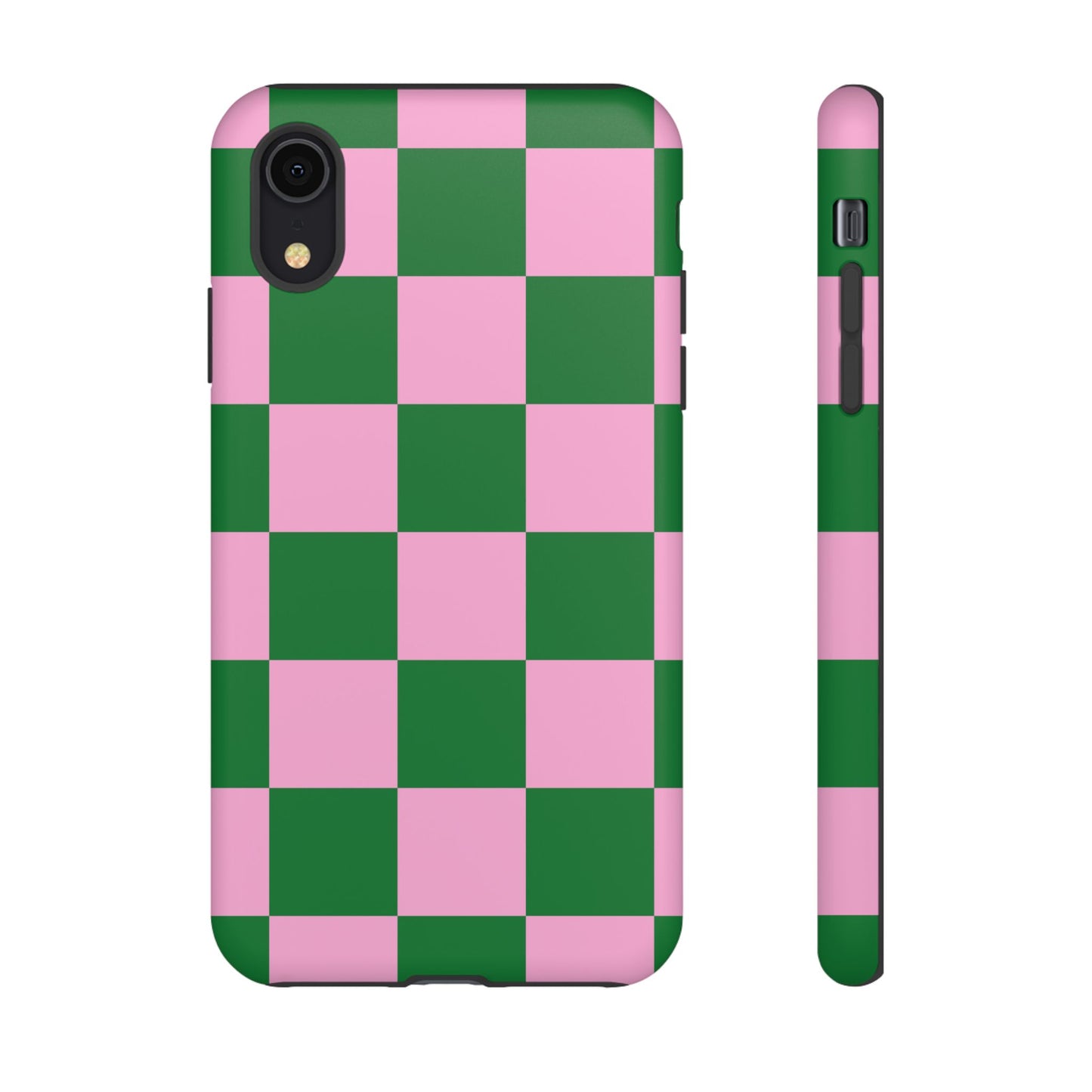 Pink Retro Checkered Phone Case – 90s Aesthetic, Vintage Grid Pattern for iPhone & Samsung - JGUS