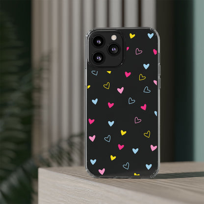 Transparent Heart Design Pattern Clear Phone Case