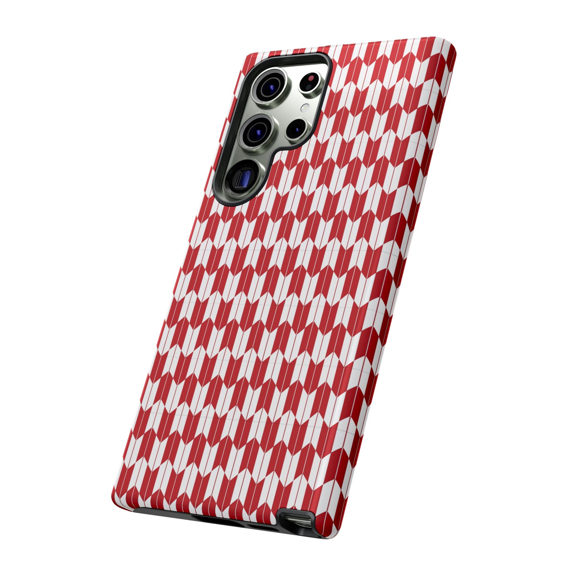 Red Geometric Phone Case for iPhone Samsung Pixel – Bold Pattern Aesthetic Modern Design - JGUS
