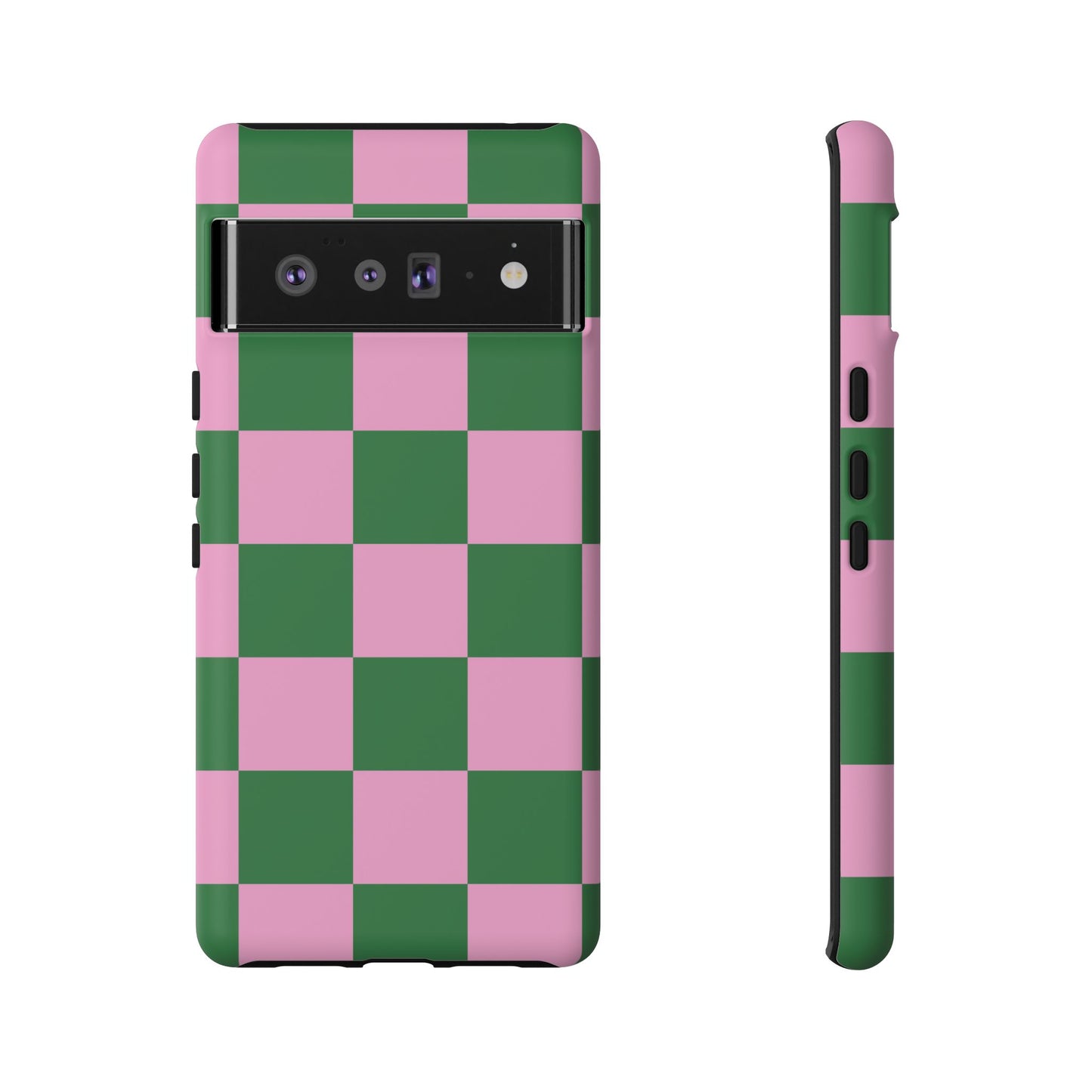 Pink Retro Checkered Phone Case – 90s Aesthetic, Vintage Grid Pattern for iPhone & Samsung - JGUS