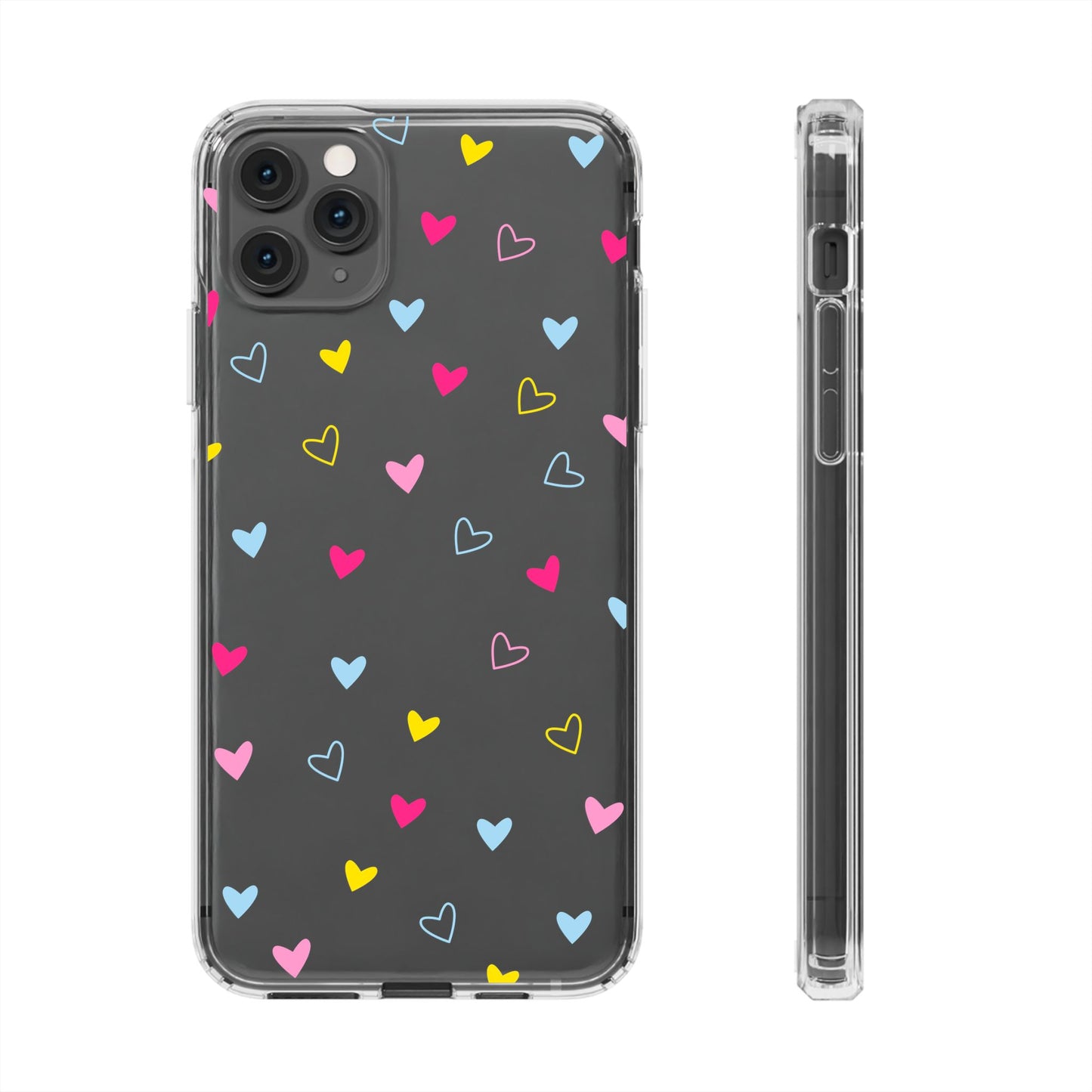 Transparent Heart Design Pattern Clear Phone Case