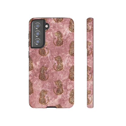 Pink Leopard Print Marble Phone Case – Cute Animal Design for iPhone & Samsung