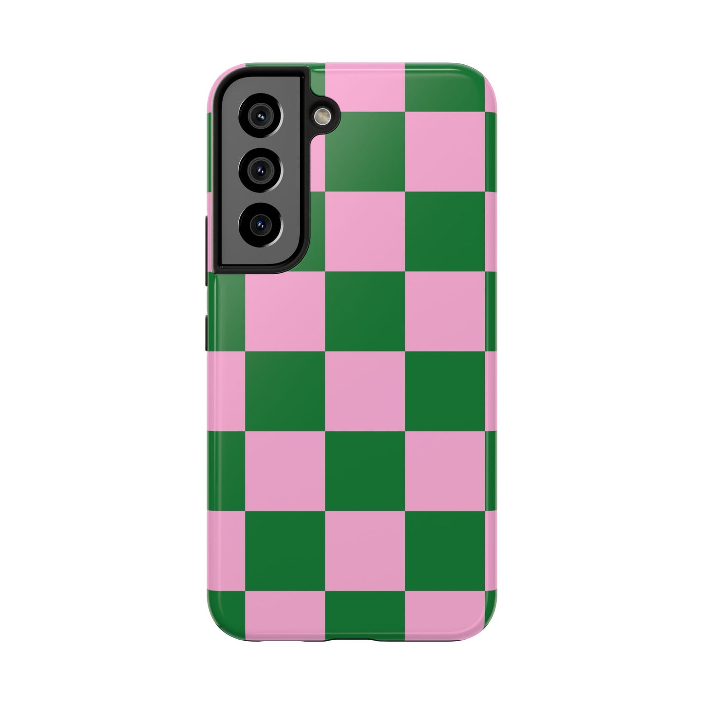 Pink Retro Checkered Phone Case – 90s Aesthetic, Vintage Grid Pattern for iPhone & Samsung