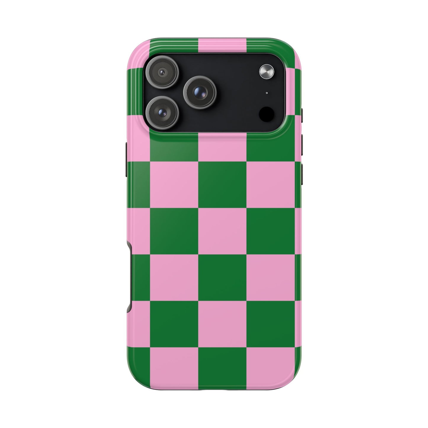 Pink Retro Checkered Phone Case – 90s Aesthetic, Vintage Grid Pattern for iPhone & Samsung