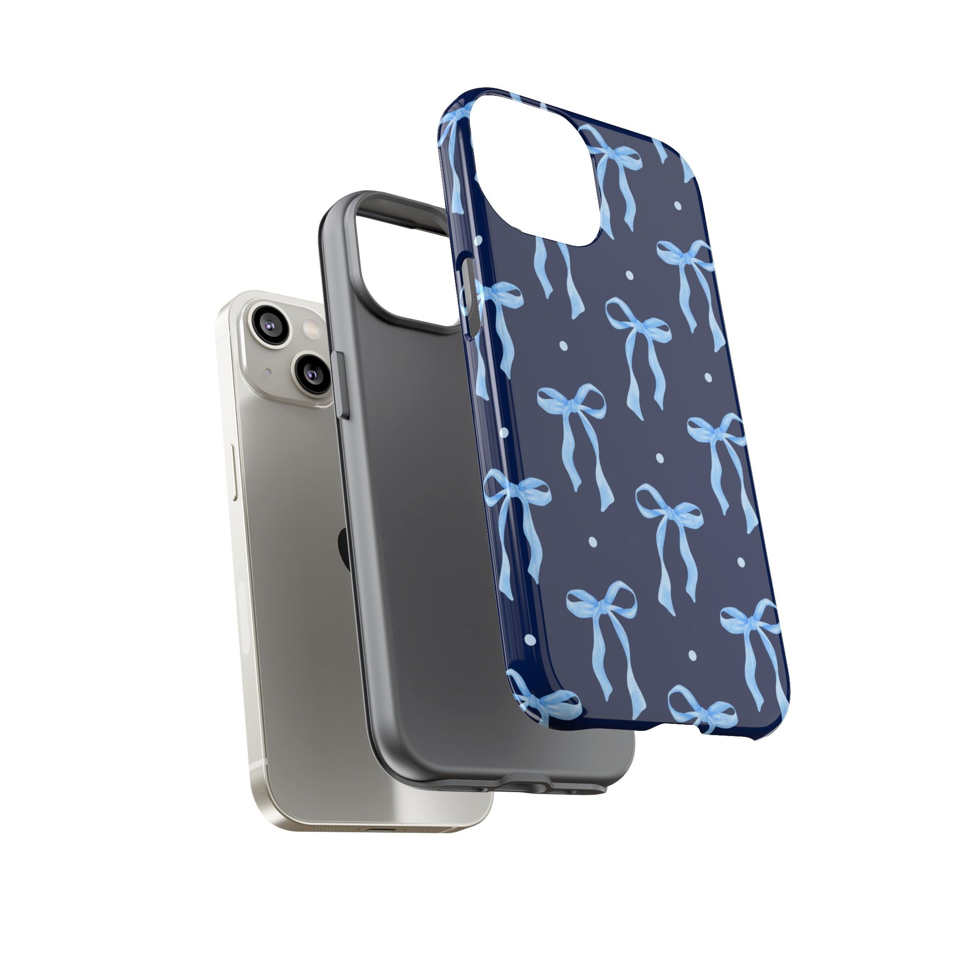 Bows & Blues Phone Case – Aesthetic Ribbon Print | Fits iPhone & Samsung - JGUS