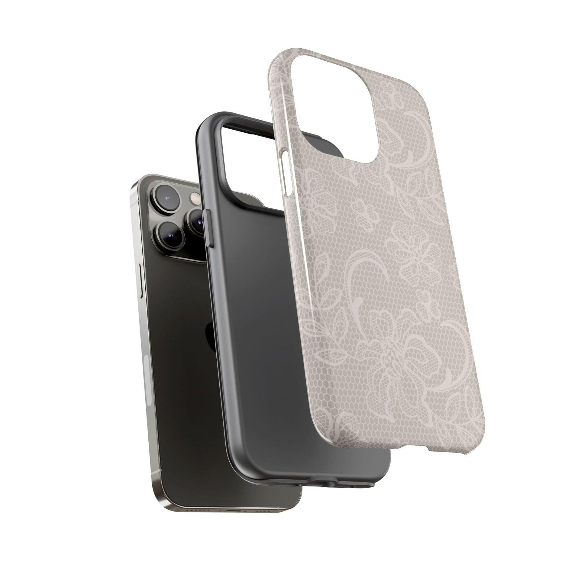 Lace Phone Case for iPhone Samsung Pixel – Cream Floral Elegant Aesthetic - JGUS