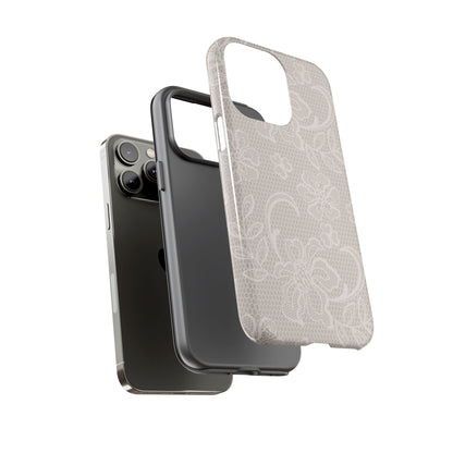 Lace Phone Case for iPhone Samsung Pixel – Cream Floral Elegant Aesthetic - JGUS